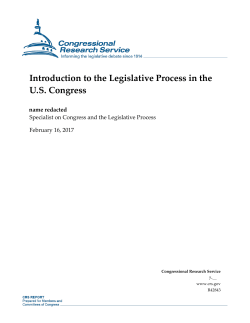Introduction to the Legislative Process in the U.S. Congress
