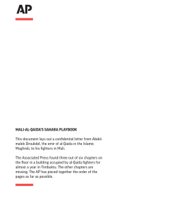 MALI-AL-QAIDA`S SAHARA PLAYBOOK