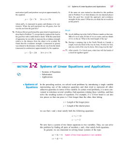 SECTION 1-2 Systems of Linear Equations and Applications