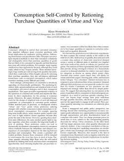 Consumption Self-Control by Rationing Purchase Quantities of