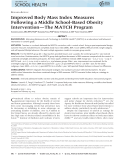 Improved Body Mass Index Measures Following a Middle School