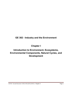 Natural Cycles of Major Elements in Our Ecosystem