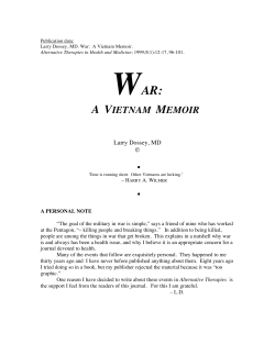 Dr. Larry Dossey, Vietnam Field Surgeon Editorial-War