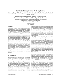 Cookies Lack Integrity: Real-World Implications