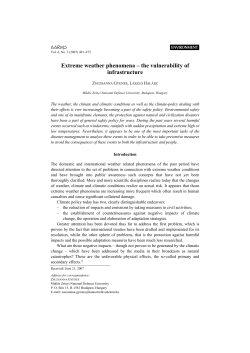 Extreme weather phenomena &ndash; the vulnerability of infrastructure