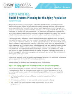BETTER WITH AGE: Health Systems Planning for the Aging