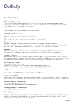 Press release template A few tips before you start