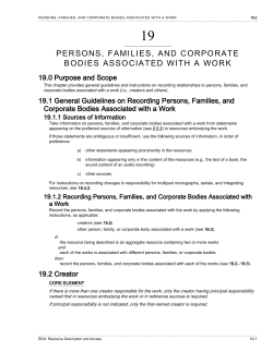 RDA: Resource Description and Access: Chapter: 19: Persons