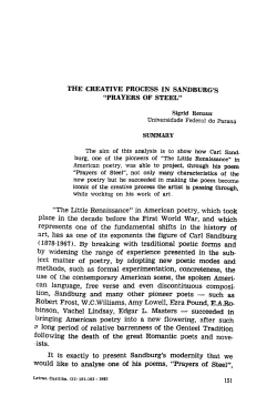 THE CREATIVE PROCESS IN SANDBURG`S "PRAYERS OF STEEL