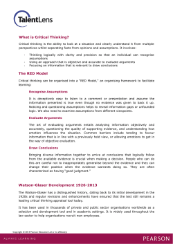 What is Critical Thinking? The RED Model Watson