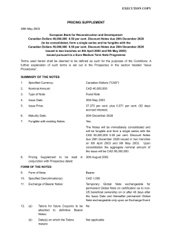 CAD 40,000,000 0.50 per cent. Discount Notes [EBRD
