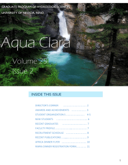 issue 1 - Graduate Program of Hydrologic Sciences