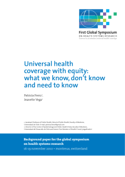 Universal health coverage with equity: what we know, don`t know