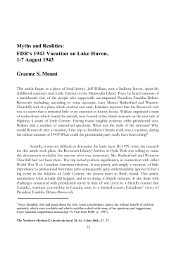 Myths and Realities: FDR`s 1943 Vacation on Lake Huron, 1