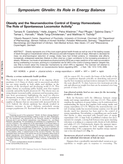 Symposium: Ghrelin: Its Role in Energy Balance