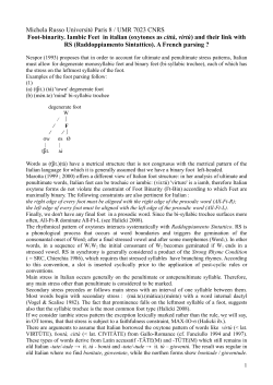 Michela Russo Université Paris 8 / UMR 7023 CNRS Foot