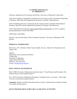 1 VLADIMIR TISMANEANU AN ABRIDGED CV Professor