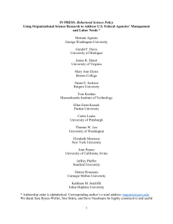 1 IN PRESS: Behavioral Science Policy Using Organizational