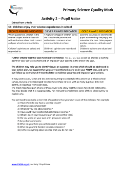 Primary Science Quality Mark Activity 2 – Pupil Voice
