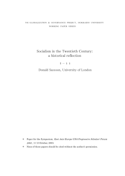 Socialism in the Twentieth Century: a historical reflection