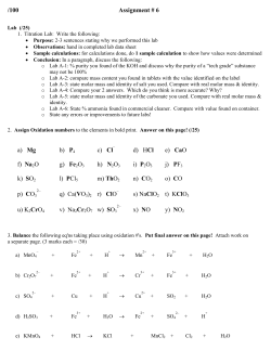 /100 Assignment # 6 a) Mg b) P4 c) Cl d) HCl e) CaO f) Na2O g