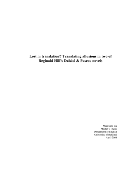 Lost in translation? Translating allusions in two of Reginald Hill`s