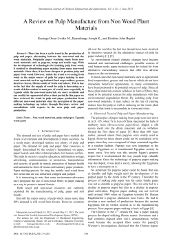 A Review on Pulp Manufacture from Non Wood Plant