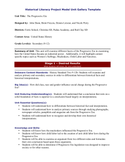 Unit-The Progressive Era - Dunn Frecia Perry Leizear