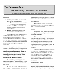 The Endurance Base How to be successful in swimming