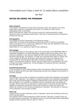Intermediate level 3 days a week for 12 weeks before competition