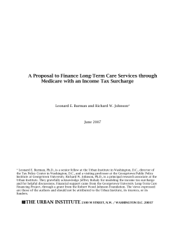 A Proposal to Finance Long-Term Care Services through Medicare