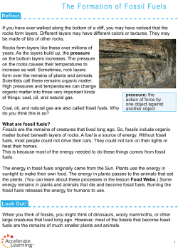 The Formation of Fossil Fuels