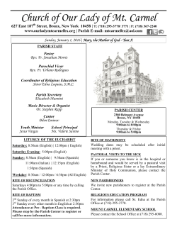January 1, 2017 - Our Lady of Mount Carmel