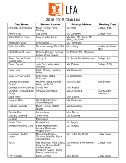 2015-2016 Club List