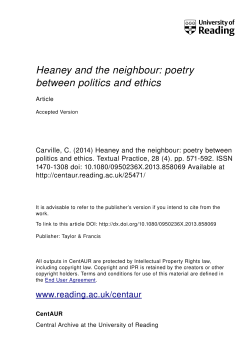 Heaney and the neighbour: poetry between politics and ethics