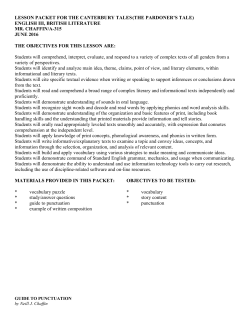 LESSON PACKET FOR THE CANTERBURY TALES (THE