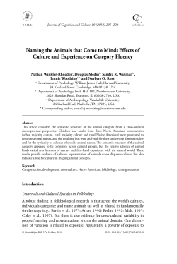 Effects of Culture and Experience on Category Fluency