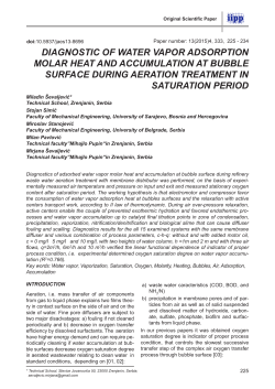 DIAGNOSTIC OF WATER VAPOR ADSORPTION MOLAR HEAT