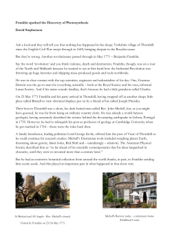 Read David Stephenson`s article about Franklin and Photosynthesis