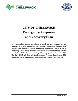 CITY OF CHILLIWACK Emergency Response and Recovery Plan