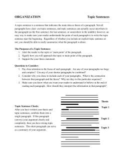 Topic Sentences - Montgomery College