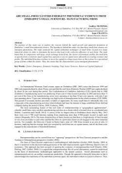 ARE SMALL-FIRM CLUSTERS EMERGENT PHENOMENA? EVIDENCE FROM ZIMBABWE