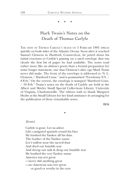 Mark Twain`s Notes on the Death of Thomas Carlyle