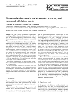 Piezo stimulated currents in marble samples: precursory and