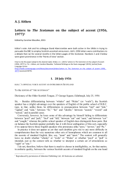 A. J. Aitken Letters to The Scotsman on the subject of accent (1956