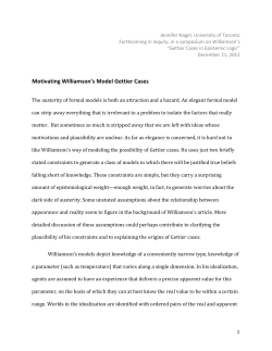 Motivating Williamson`s Model Gettier Cases