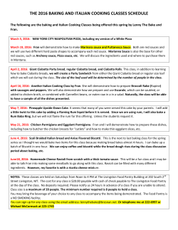 the 2016 baking and italian cooking classes