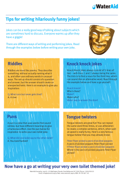 Tips for writing hilariously funny jokes! Riddles Puns Tongue twisters