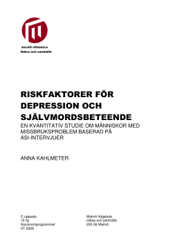 riskfaktorer f&ouml;r depression och sj&auml;lvmordsbeteende