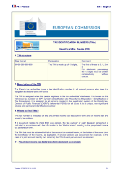 TAX IDENTIFICATION NUMBERS (TINs) Country profile: France (FR
